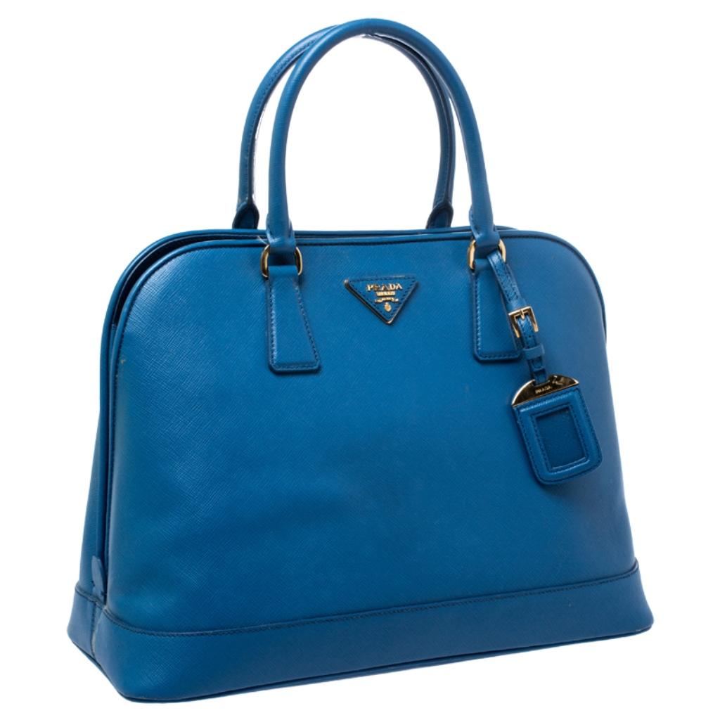 Women's Prada Blue Saffiano Lux Leather Large Promenade Bag