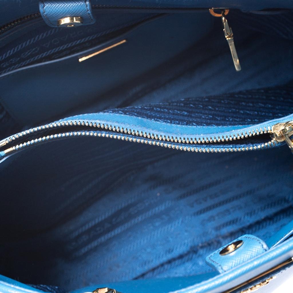 Prada Blue Saffiano Lux Leather Large Promenade Bag 2