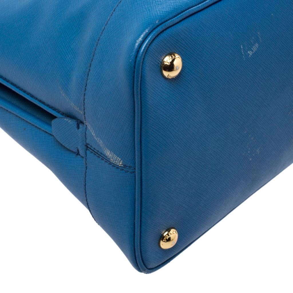 Prada Blue Saffiano Lux Leather Large Promenade Bag 4