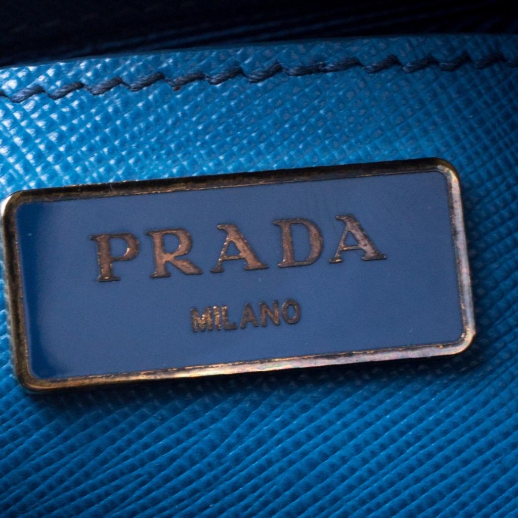 Prada Blue Saffiano Lux Leather Large Promenade Bag 5