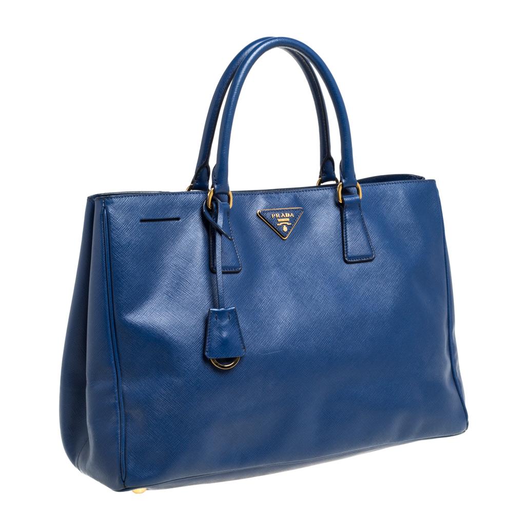 Women's Prada Blue Saffiano Lux Leather Large Tote