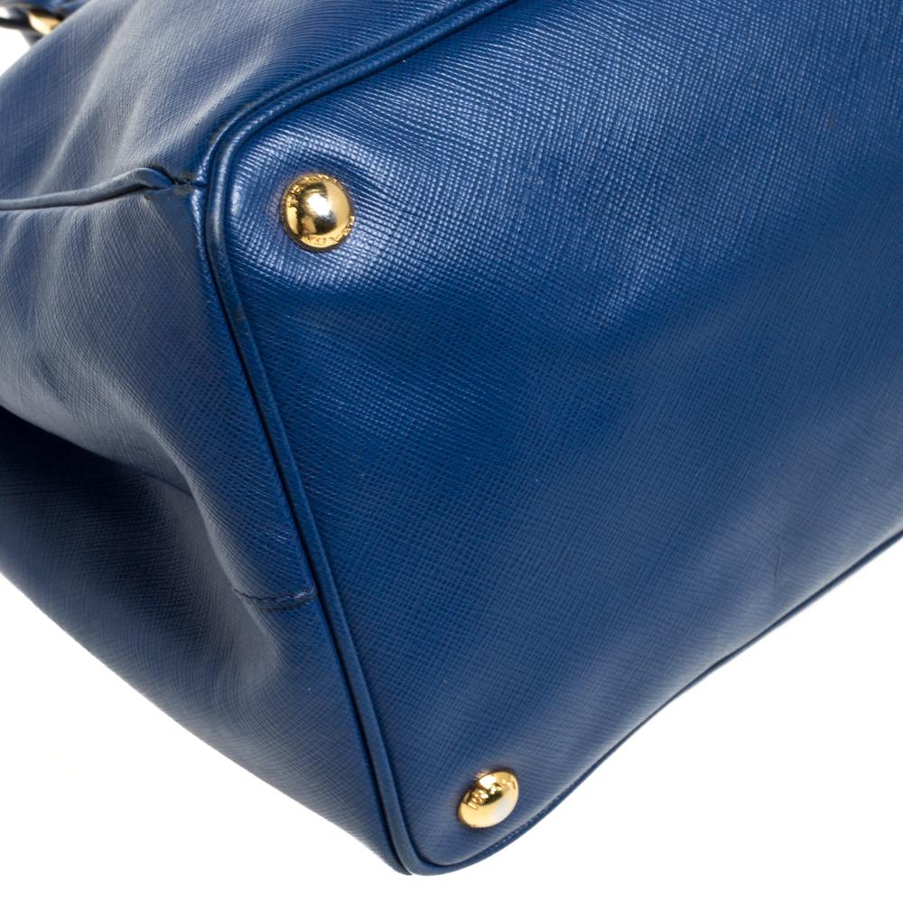 Prada Blue Saffiano Lux Leather Large Tote 5