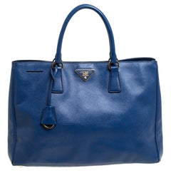 Prada Blue Saffiano Lux Leather Large Tote