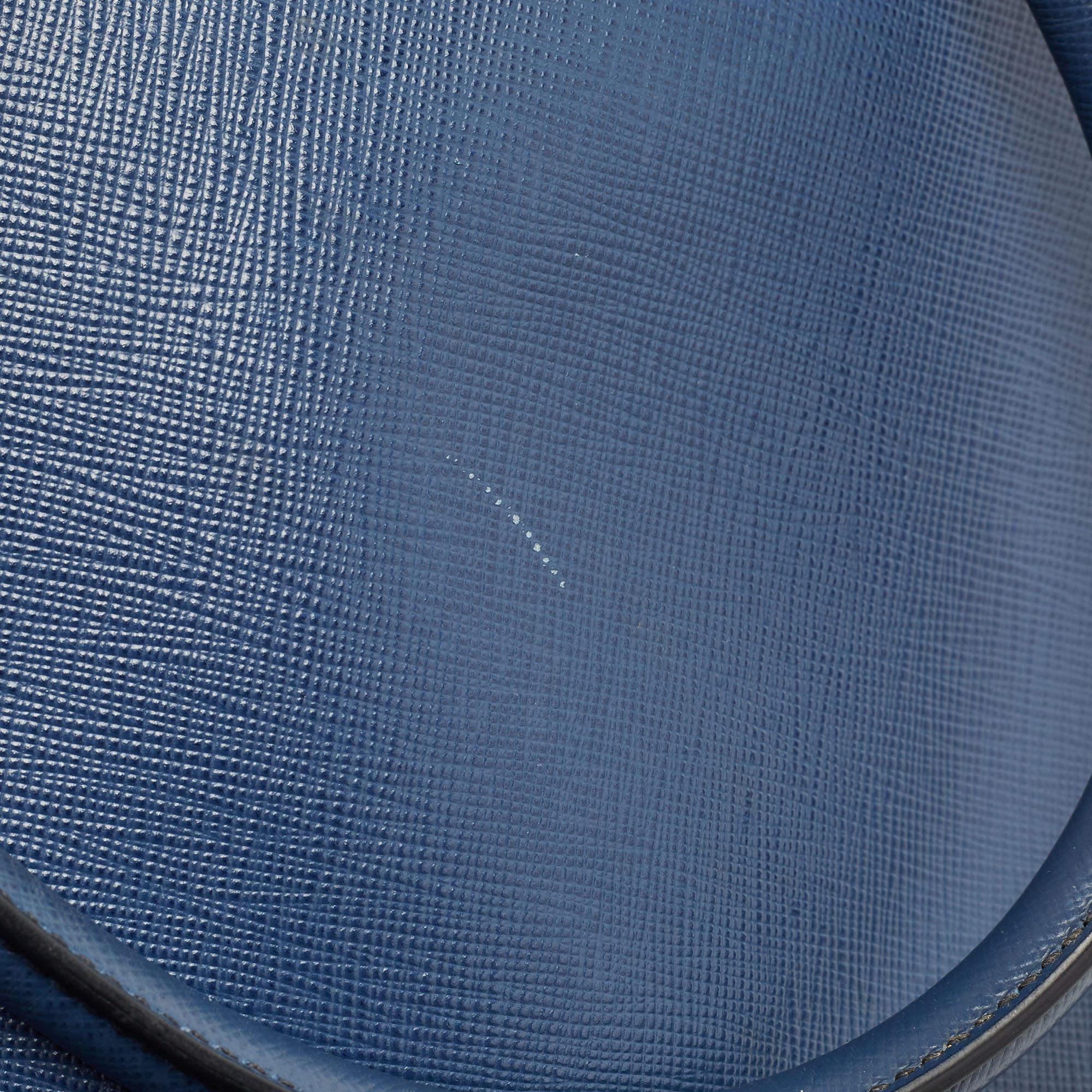 Prada Blue Saffiano Lux Leather Medium Double Zip Tote 7