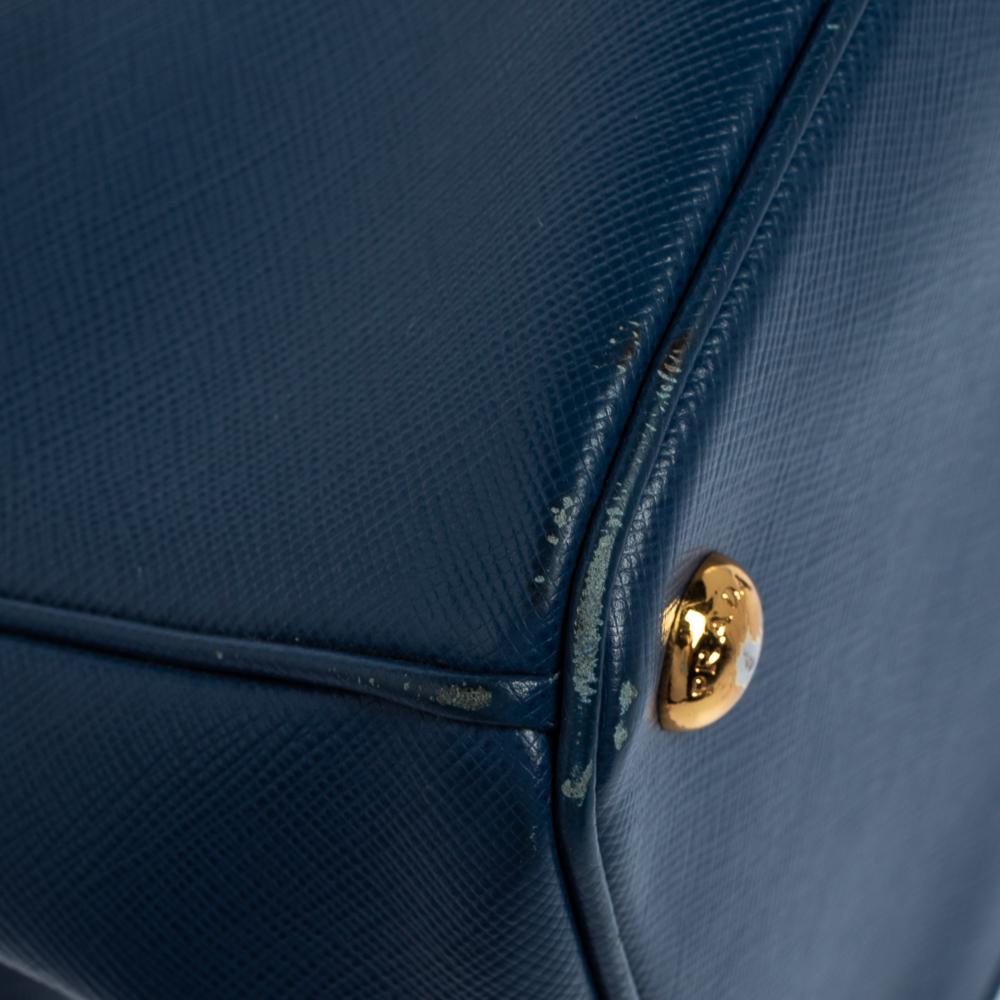 Prada Blue Saffiano Lux Leather Medium Galleria Double Zip Tote 8