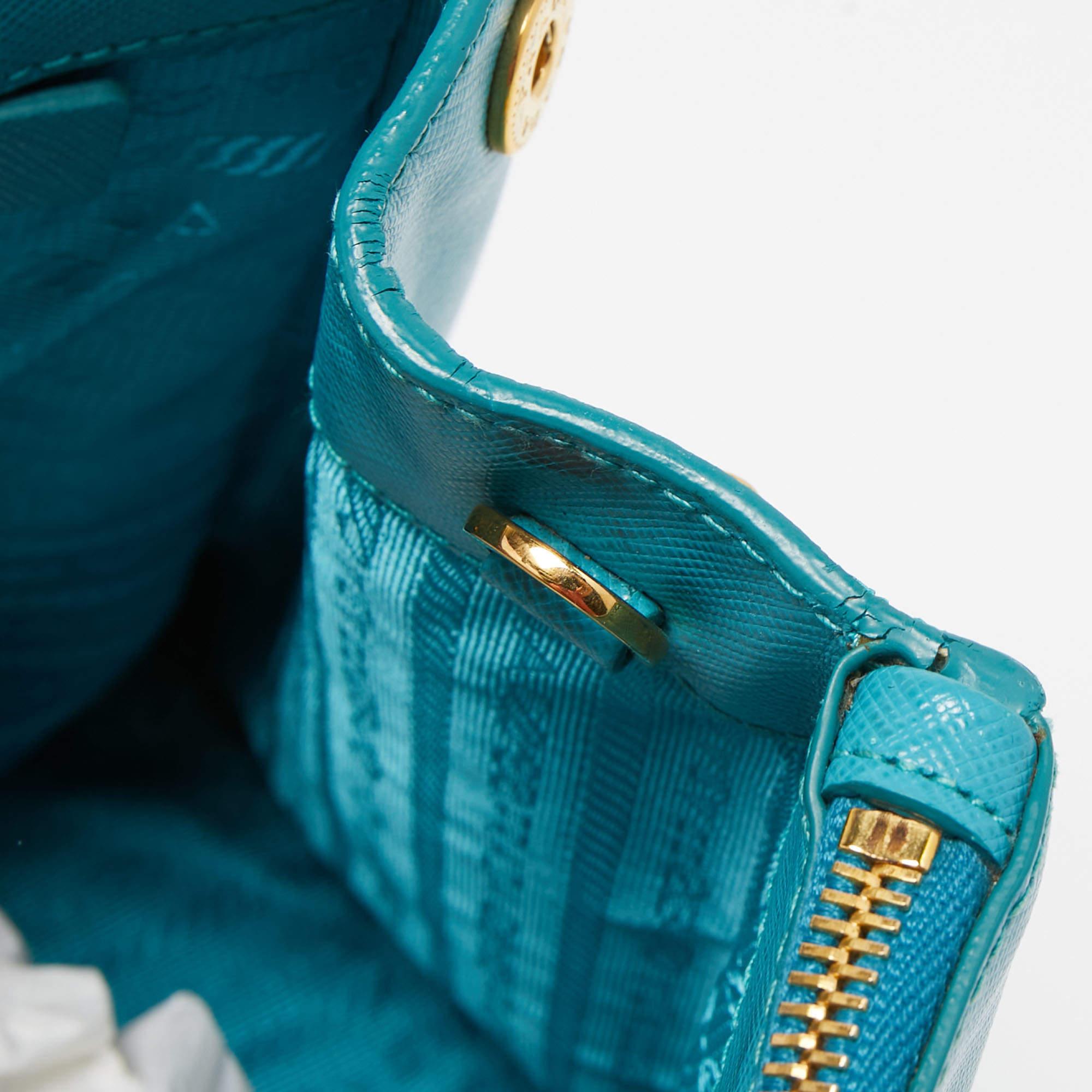 Prada Blue Saffiano Lux Leather Medium Galleria Double Zip Tote 3