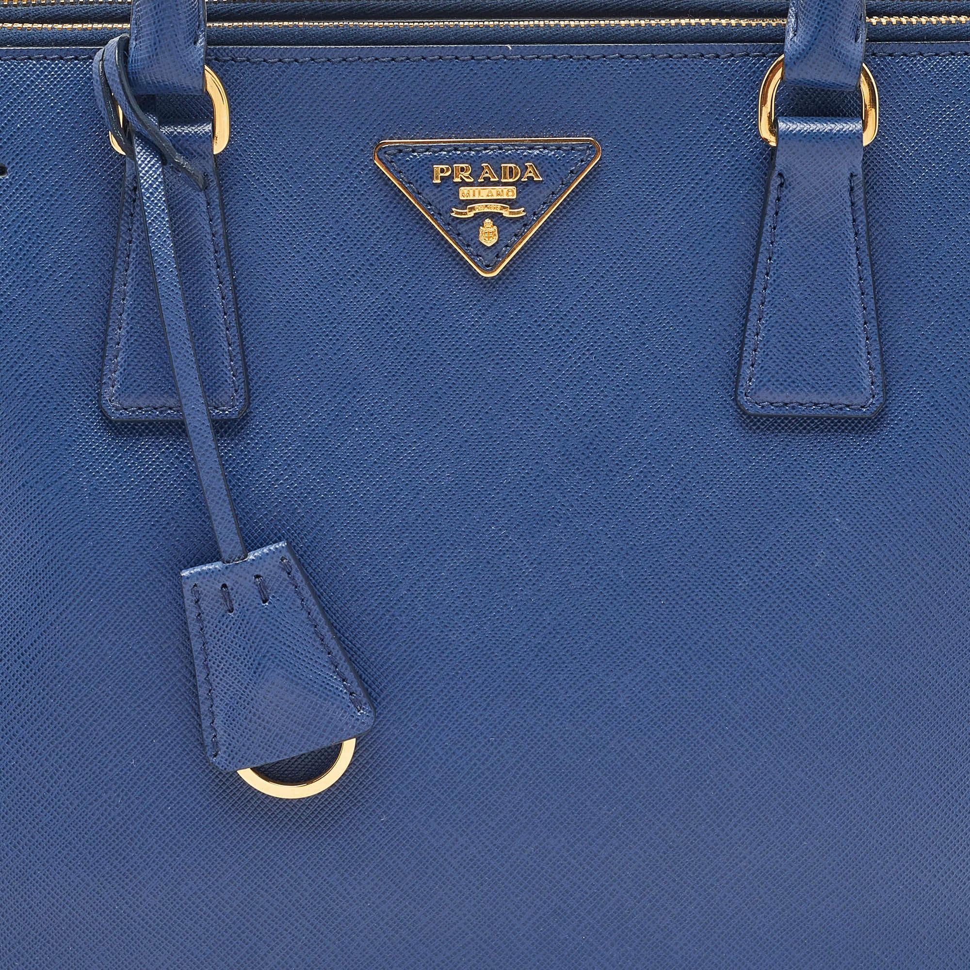 Prada Blue Saffiano Lux Leather Medium Galleria Tote 6