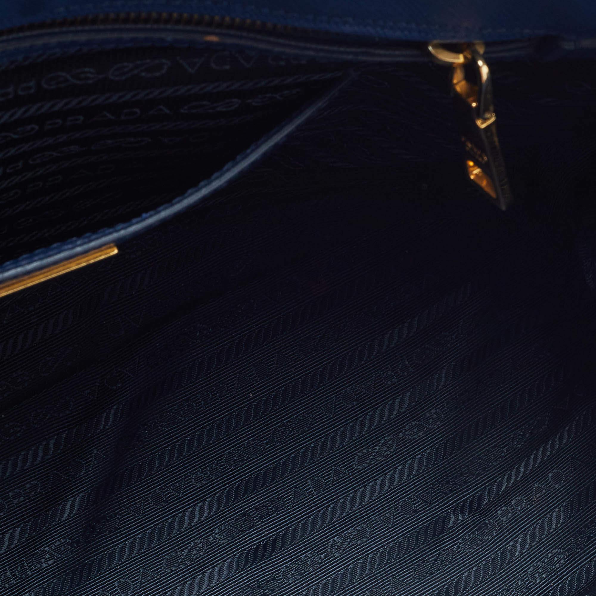 Prada Blue Saffiano Lux Leather Medium Galleria Tote 7