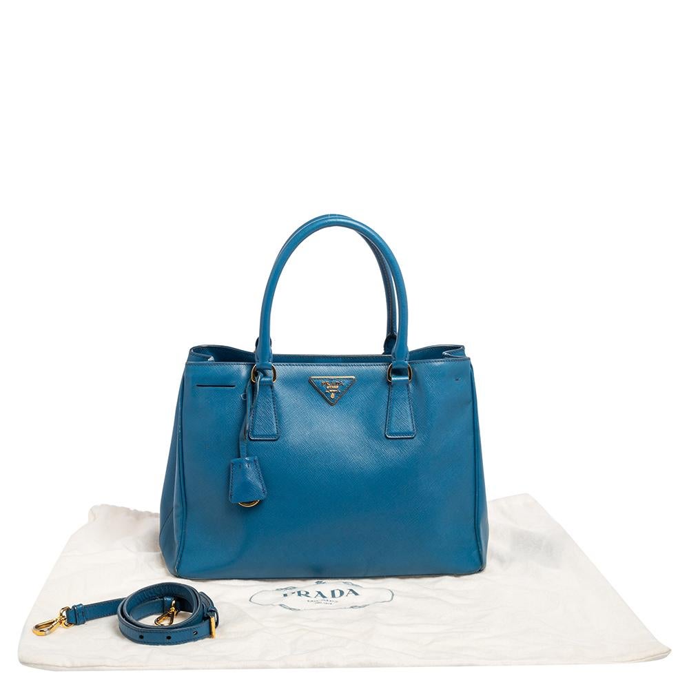 Prada Blue Saffiano Lux Leather Medium Galleria Tote 8