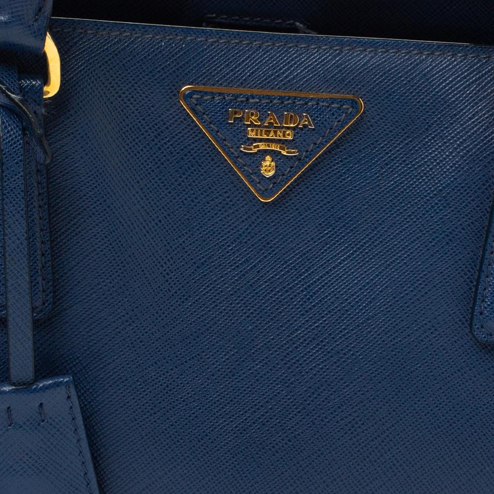 Prada Blue Saffiano Lux Leather Medium Galleria Tote 2