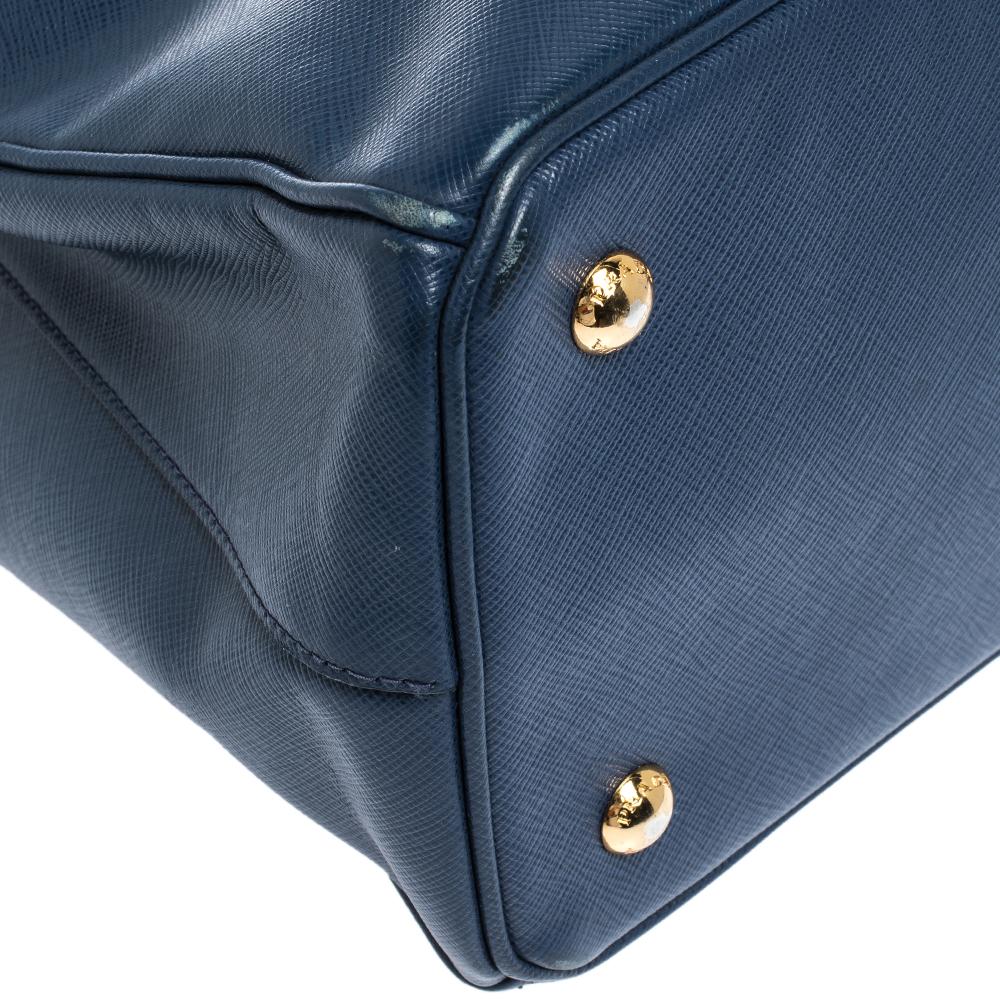 Prada Blue Saffiano Lux Leather Medium Galleria Tote 4