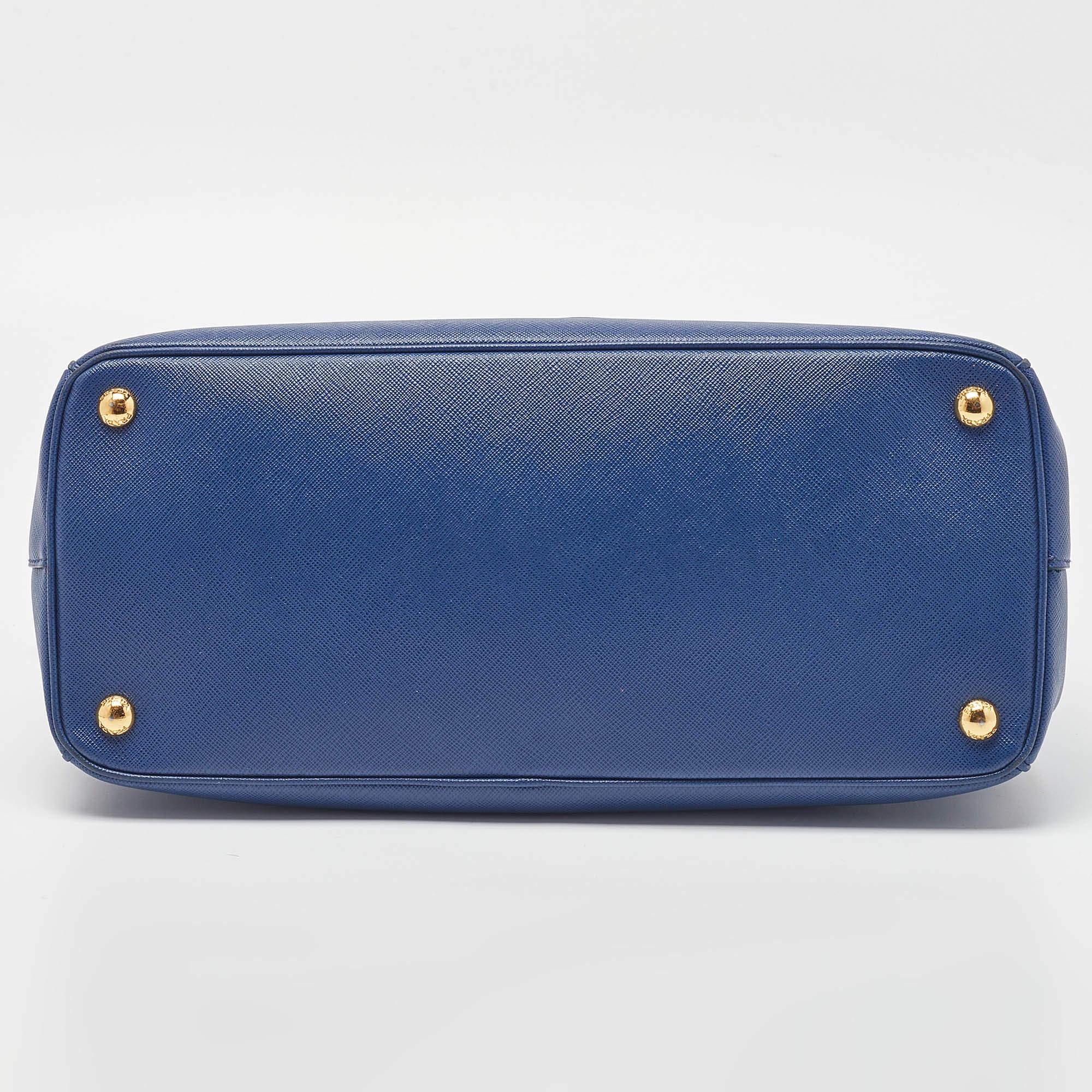 Prada Blue Saffiano Lux Leather Medium Galleria Tote 4