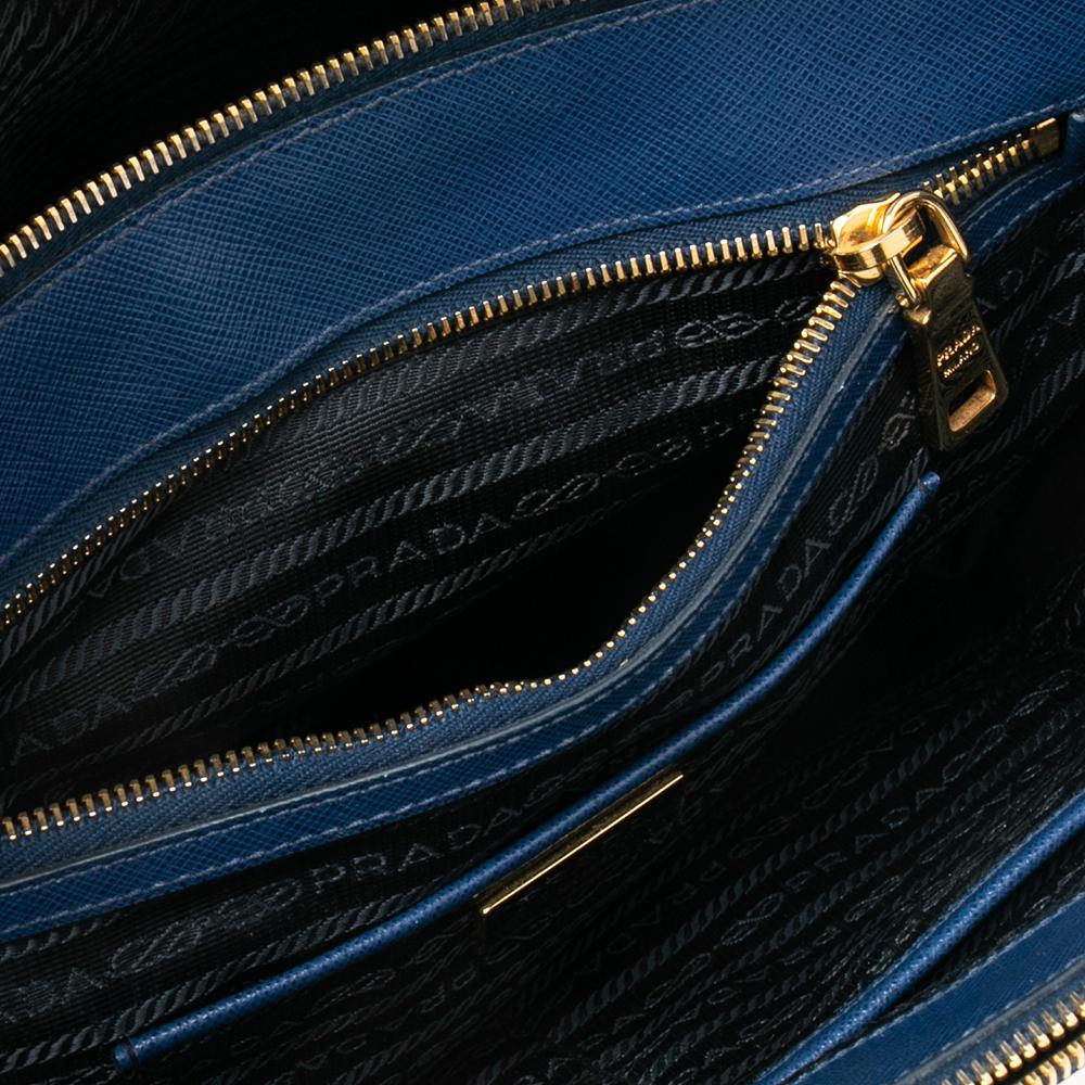 Prada Blue Saffiano Lux Leather Medium Galleria Tote 5