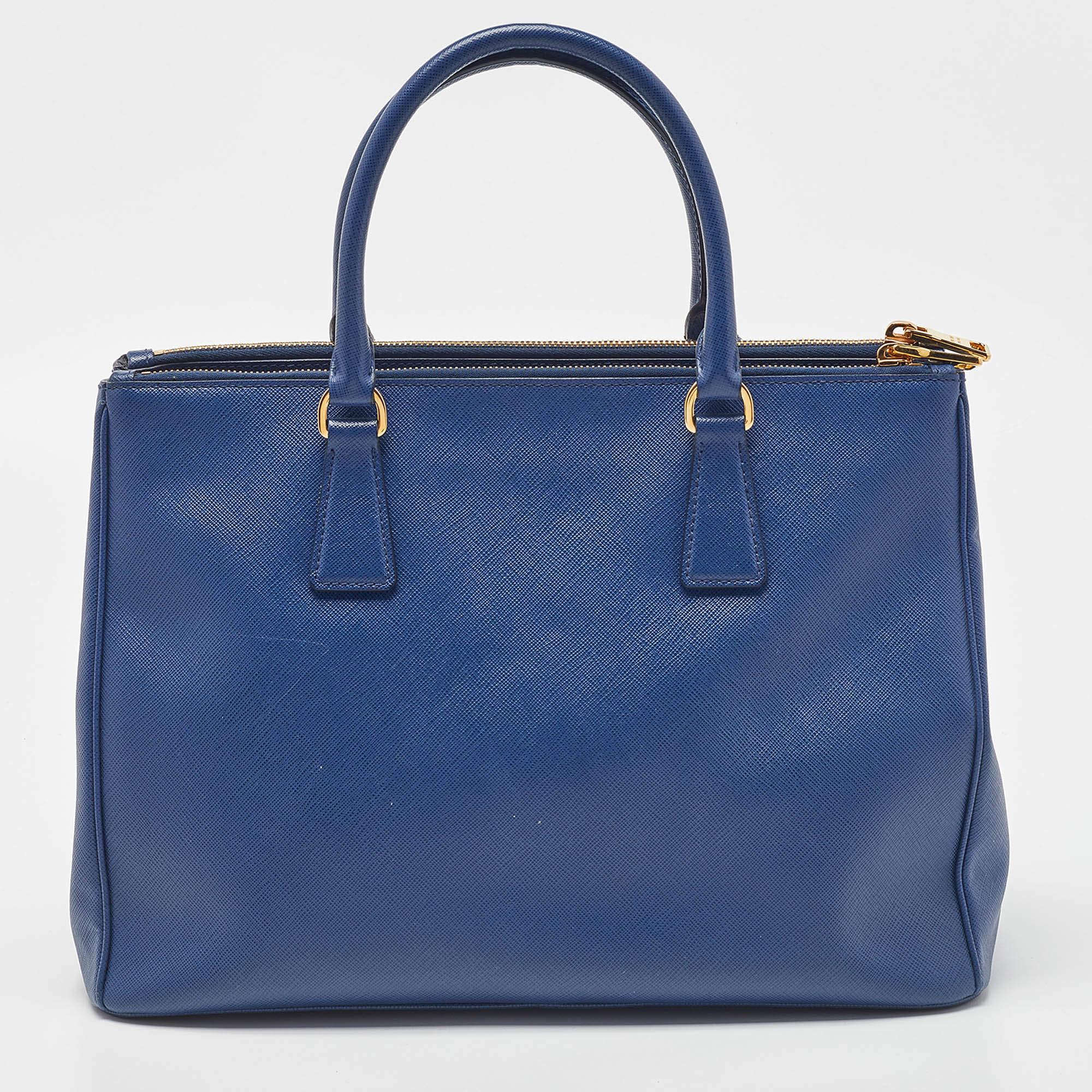 Prada Blue Saffiano Lux Leather Medium Galleria Tote 5