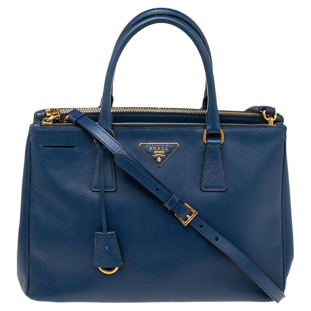 Prada Blue Saffiano Lux Leather Medium Galleria Tote