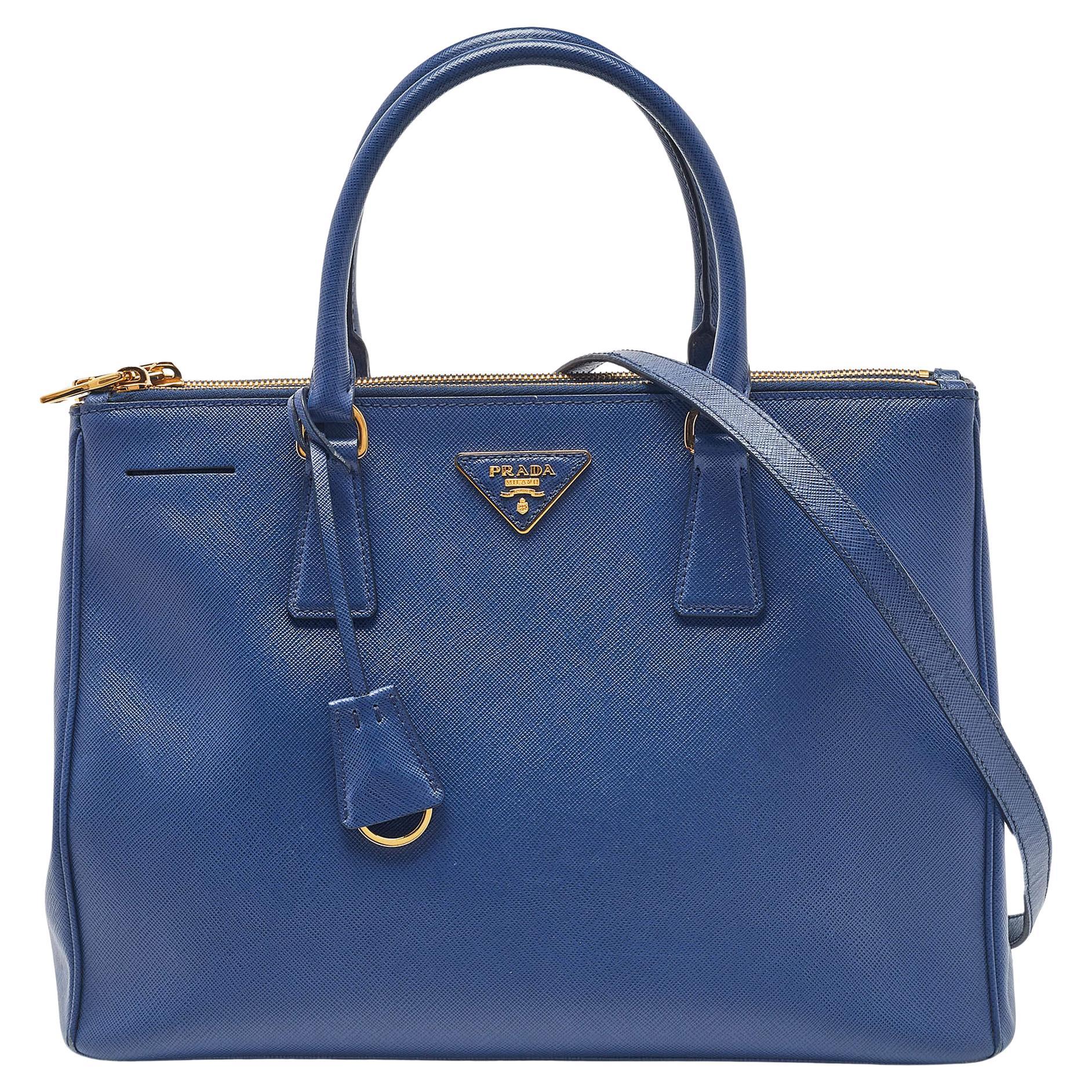 Prada Blue Saffiano Lux Leather Medium Galleria Tote