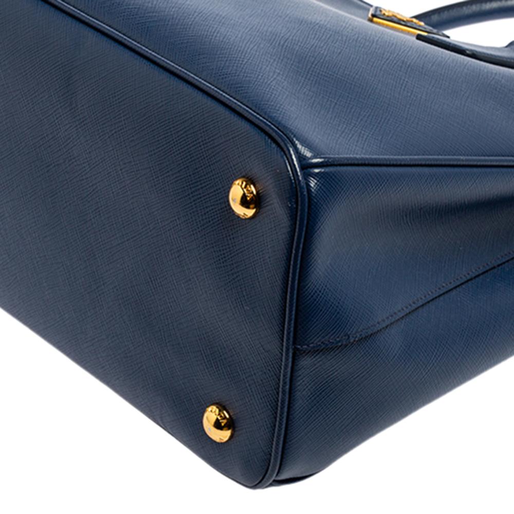 Prada Blue Saffiano Lux Leather Medium Galleria Zip Tote 5