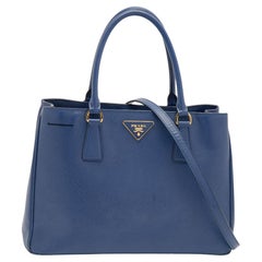 Prada Blue Saffiano Lux Leather Medium Galleria Zip Tote