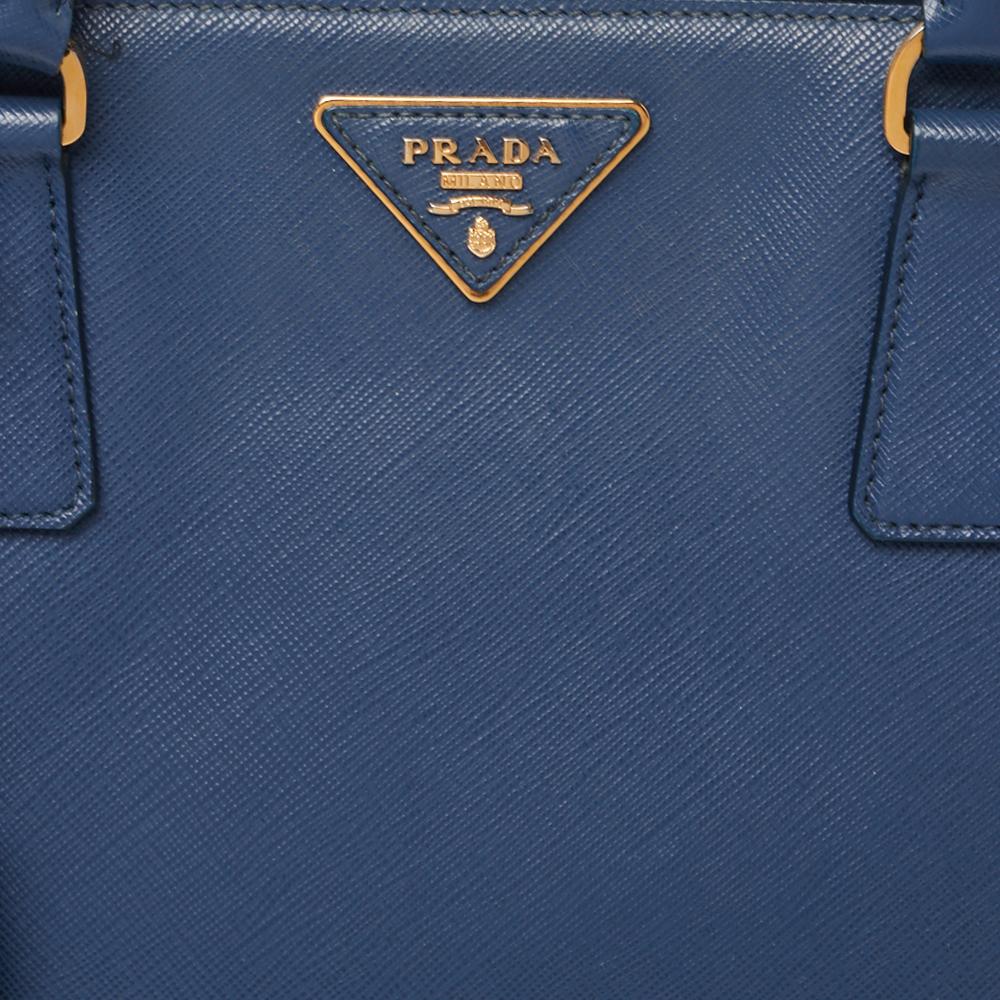 Prada Blue Saffiano Lux Leather Medium Open Tote 7