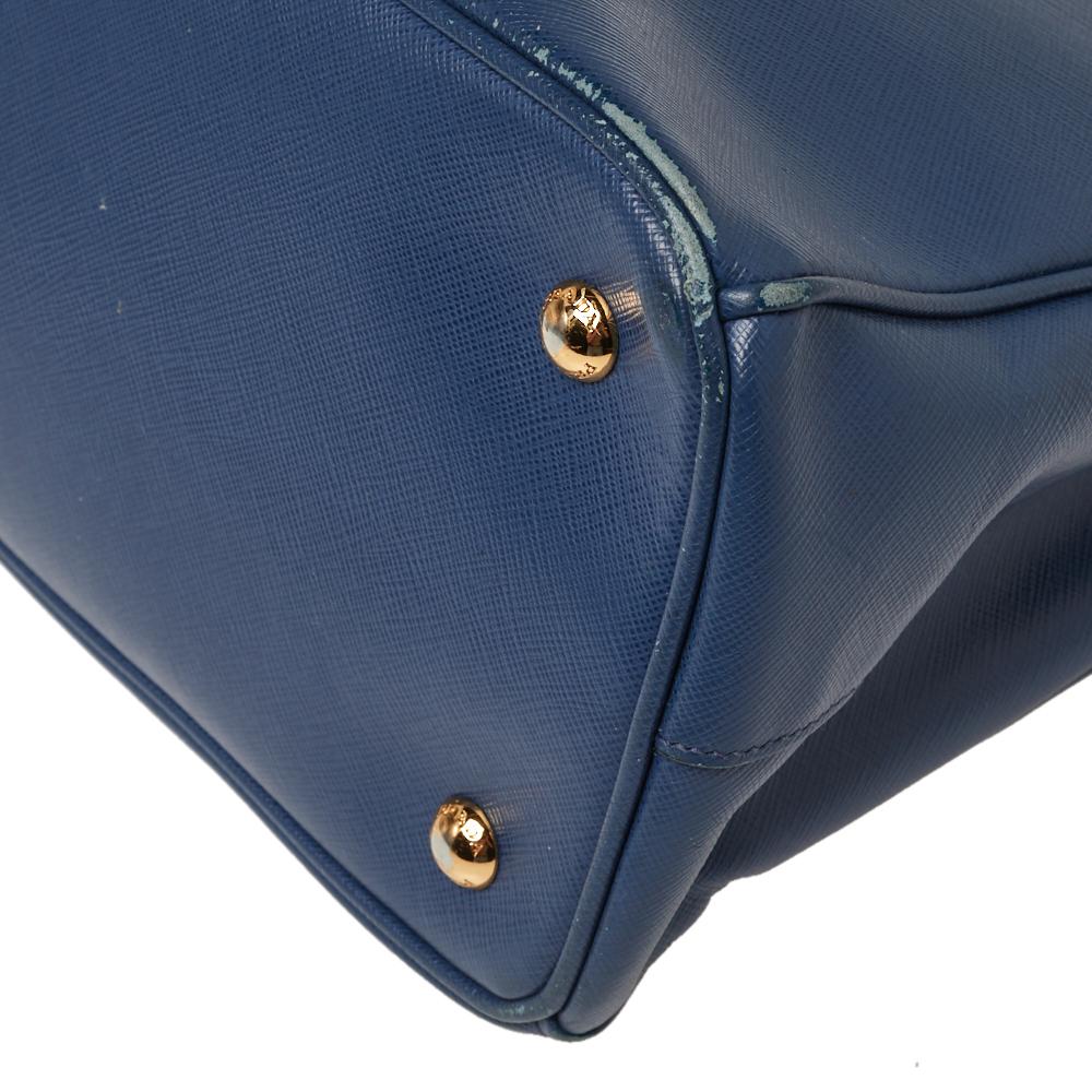 Prada Blue Saffiano Lux Leather Medium Open Tote 5