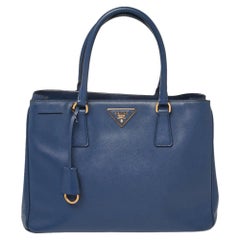 Prada Blue Saffiano Lux Leather Medium Open Tote