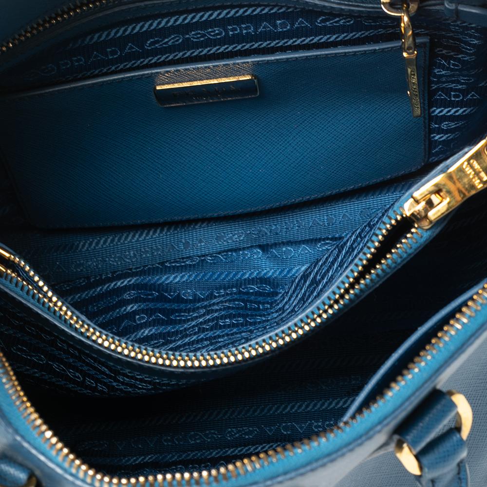 Prada Blue Saffiano Lux Leather Medium Promenade Satchel 3