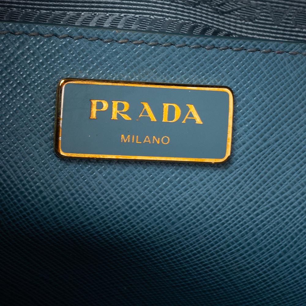 Prada Blue Saffiano Lux Leather Medium Promenade Satchel 6