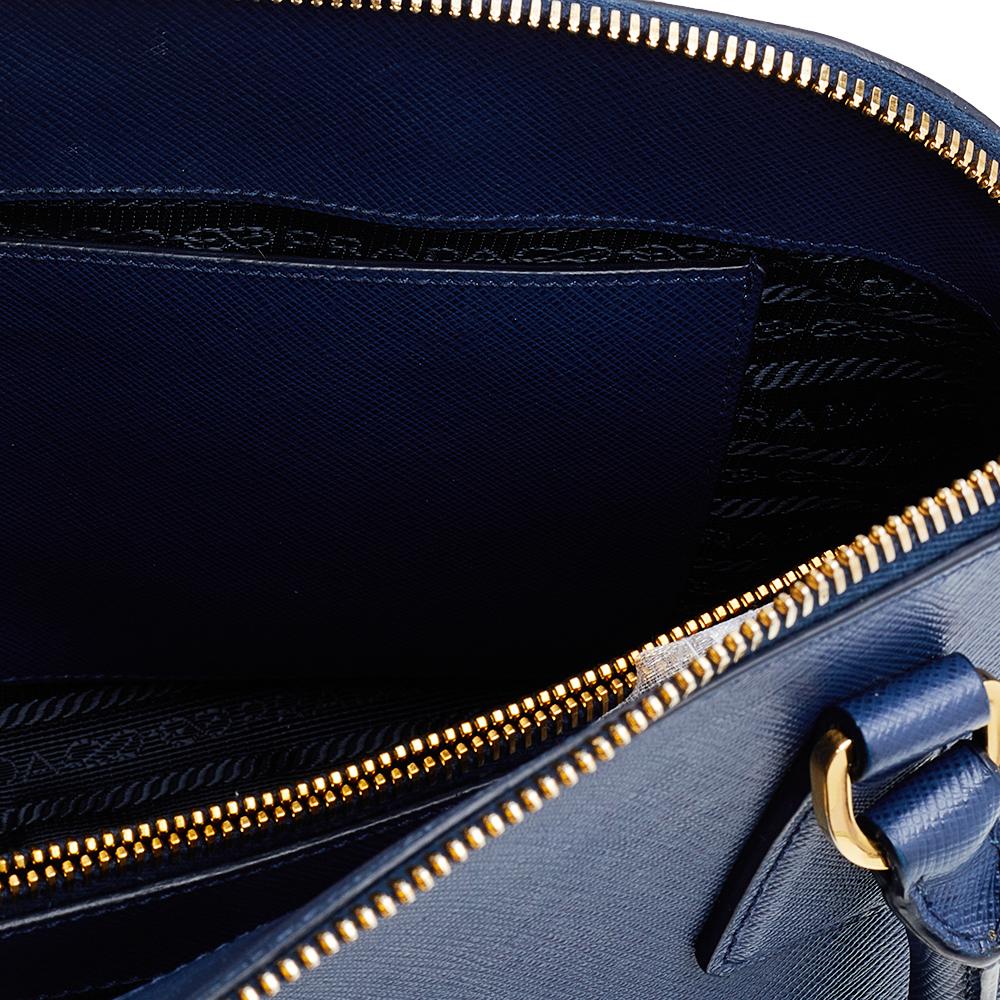 Women's Prada Blue Saffiano Lux Leather Medium Promenade Satchel