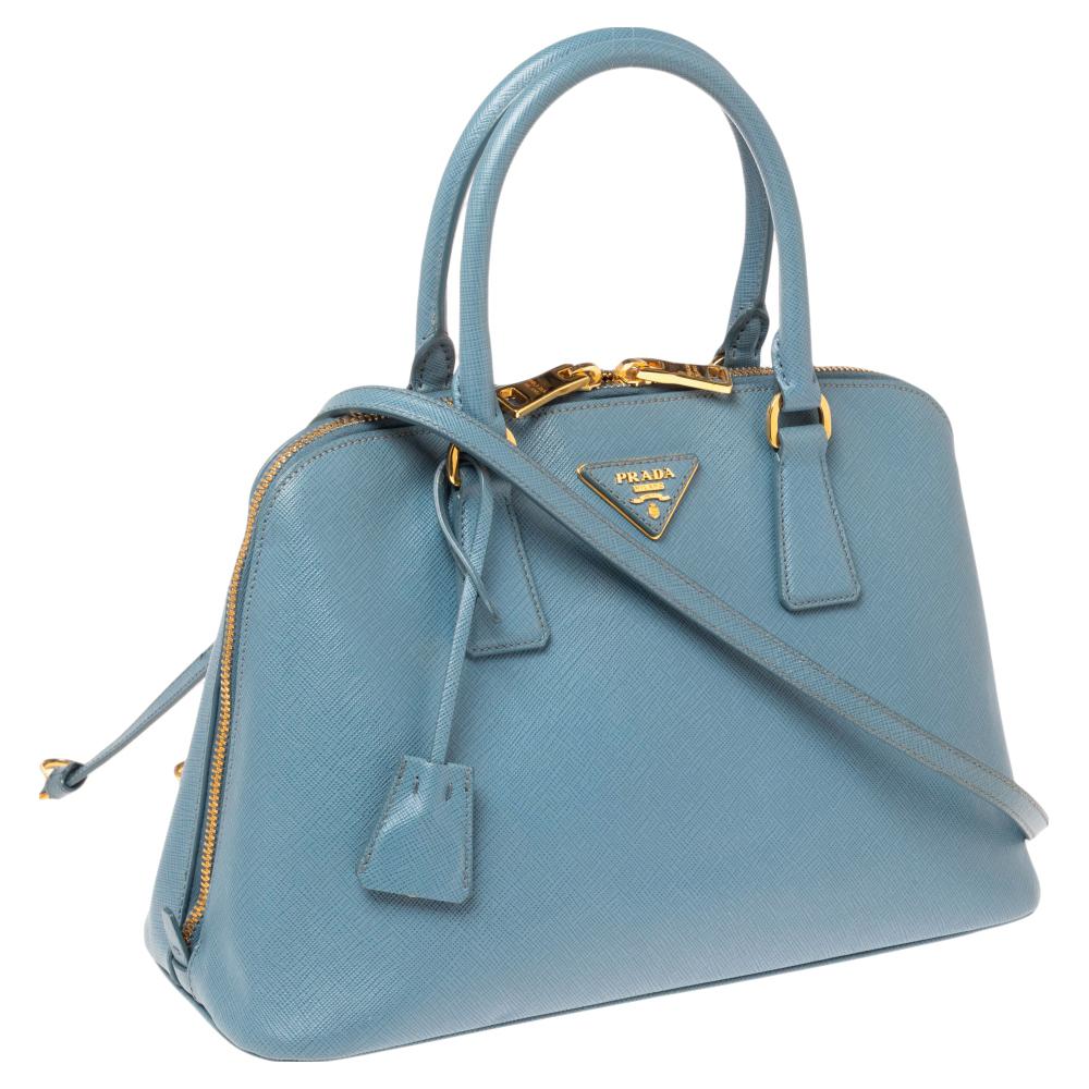Prada Blue Saffiano Lux Leather Medium Promenade Satchel 1