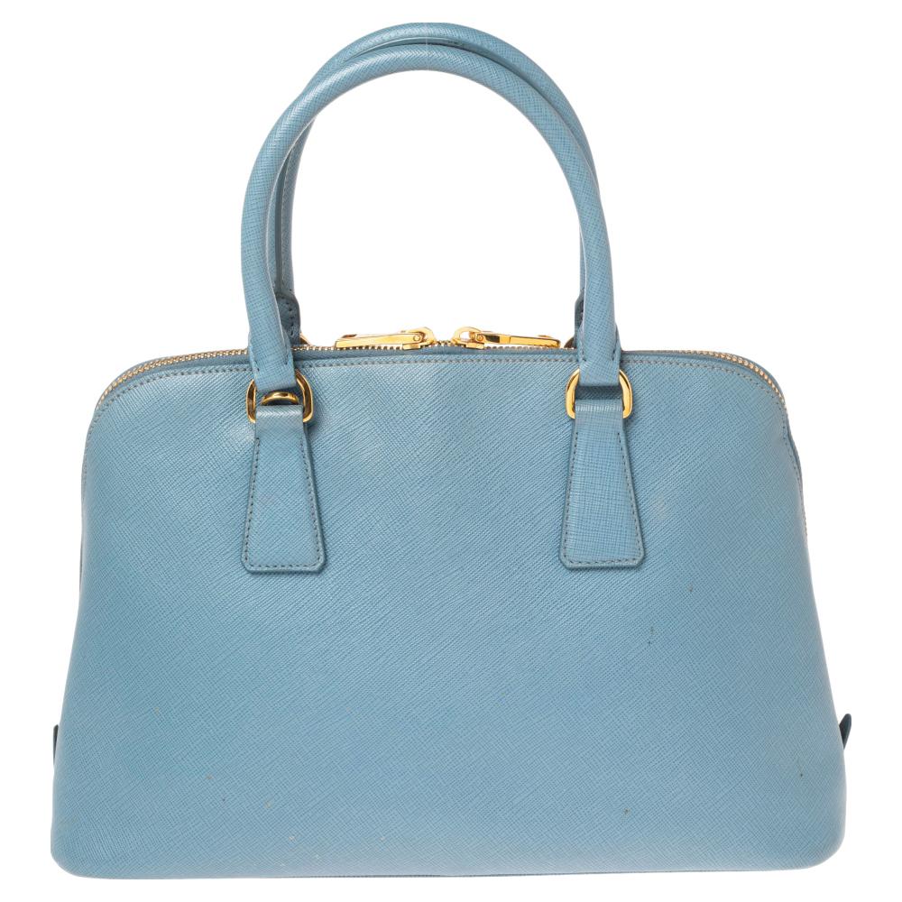 Prada Blue Saffiano Lux Leather Medium Promenade Satchel 3