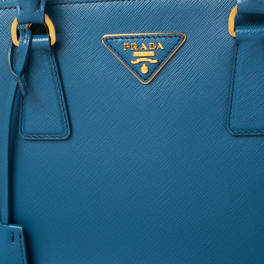 Prada Blue Saffiano Lux Leather Medium Promenade Satchel 2