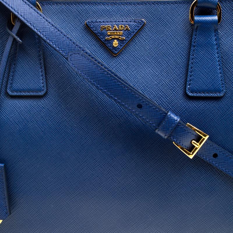 Prada Blue Saffiano Lux Leather Medium Tote 1