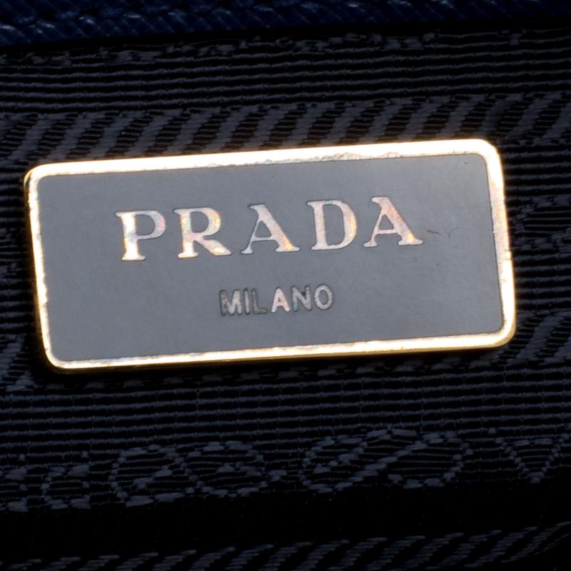 Prada Blue Saffiano Lux Leather Medium Tote 4