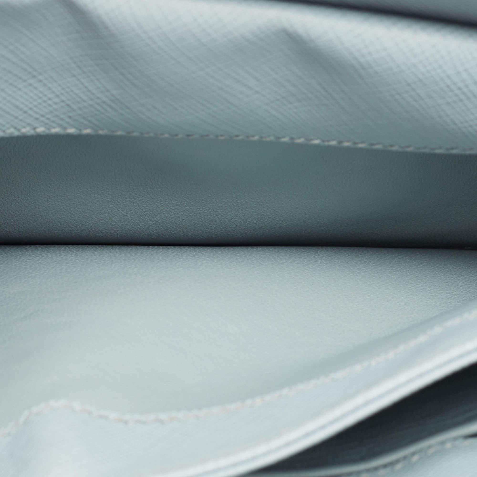 Prada Blue Saffiano Lux Leather Metal Closure Chain Shoulder Bag 7