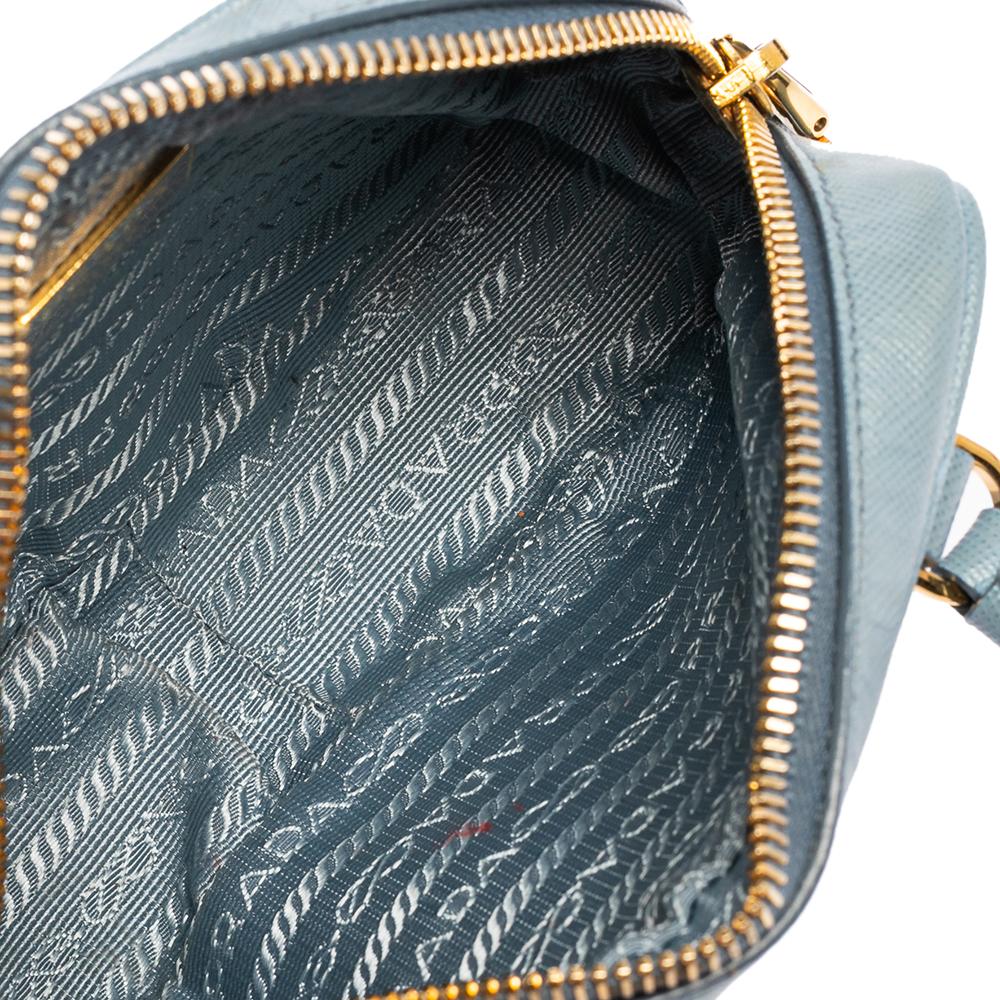 Prada Blue Saffiano Lux Leather Mini Bauletto Bag 2