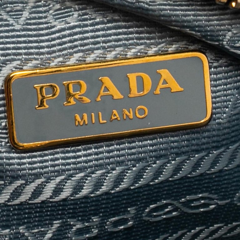 Prada Blue Saffiano Lux Leather Mini Bauletto Bag at 1stDibs