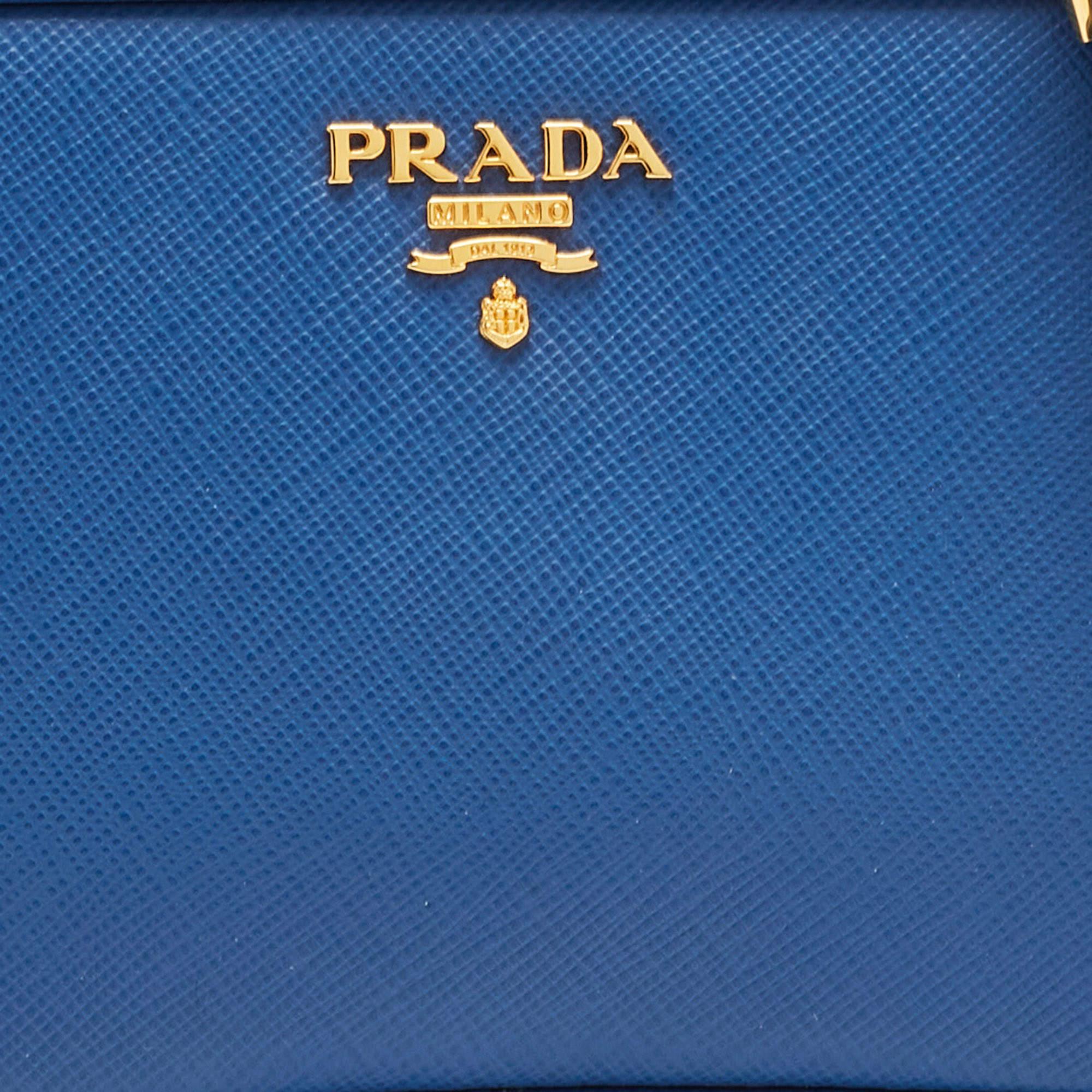 Prada Blue Saffiano Lux Leather Mini Camera Crossbody Bag 4