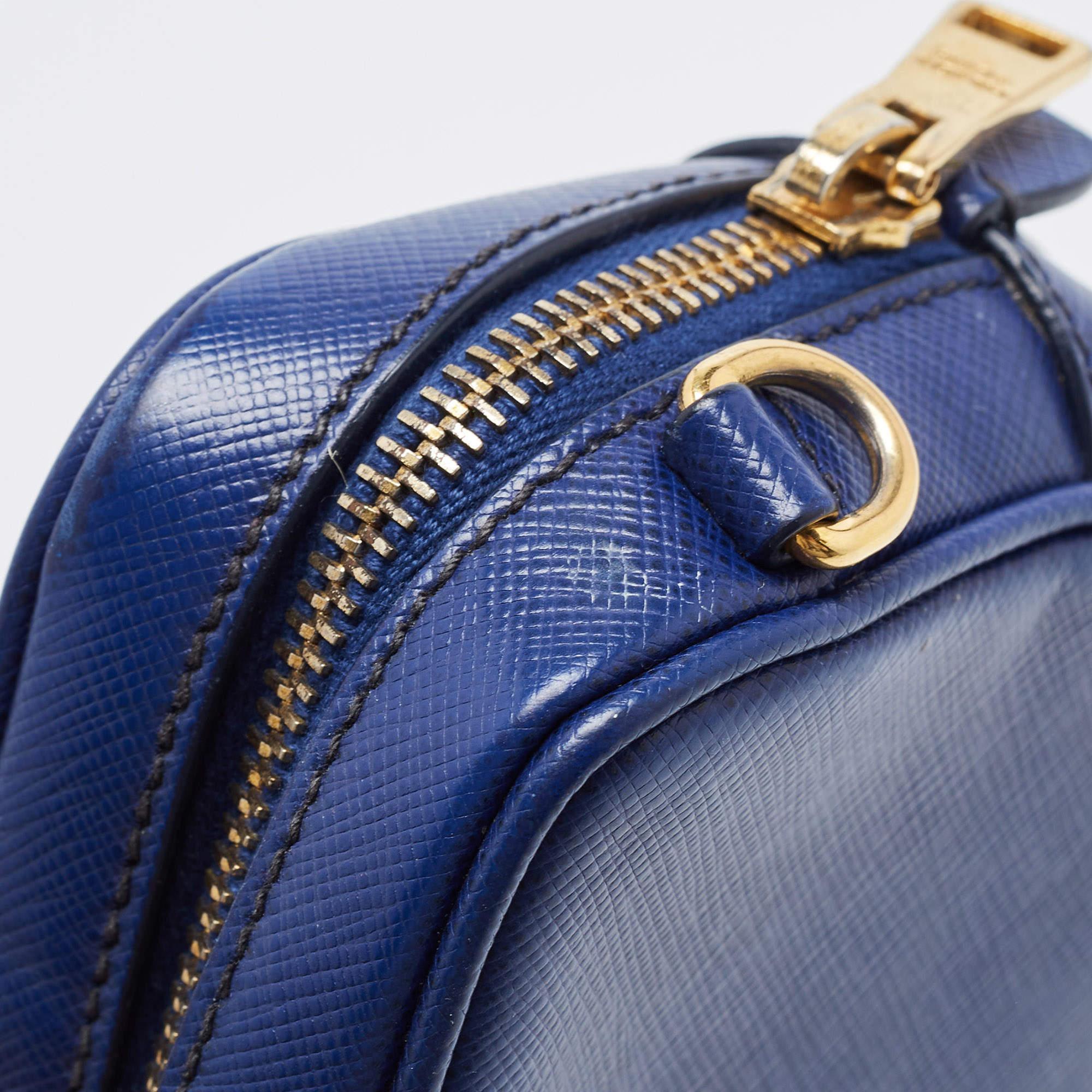 Prada Blue Saffiano Lux Leather Mini Camera Crossbody Bag 6