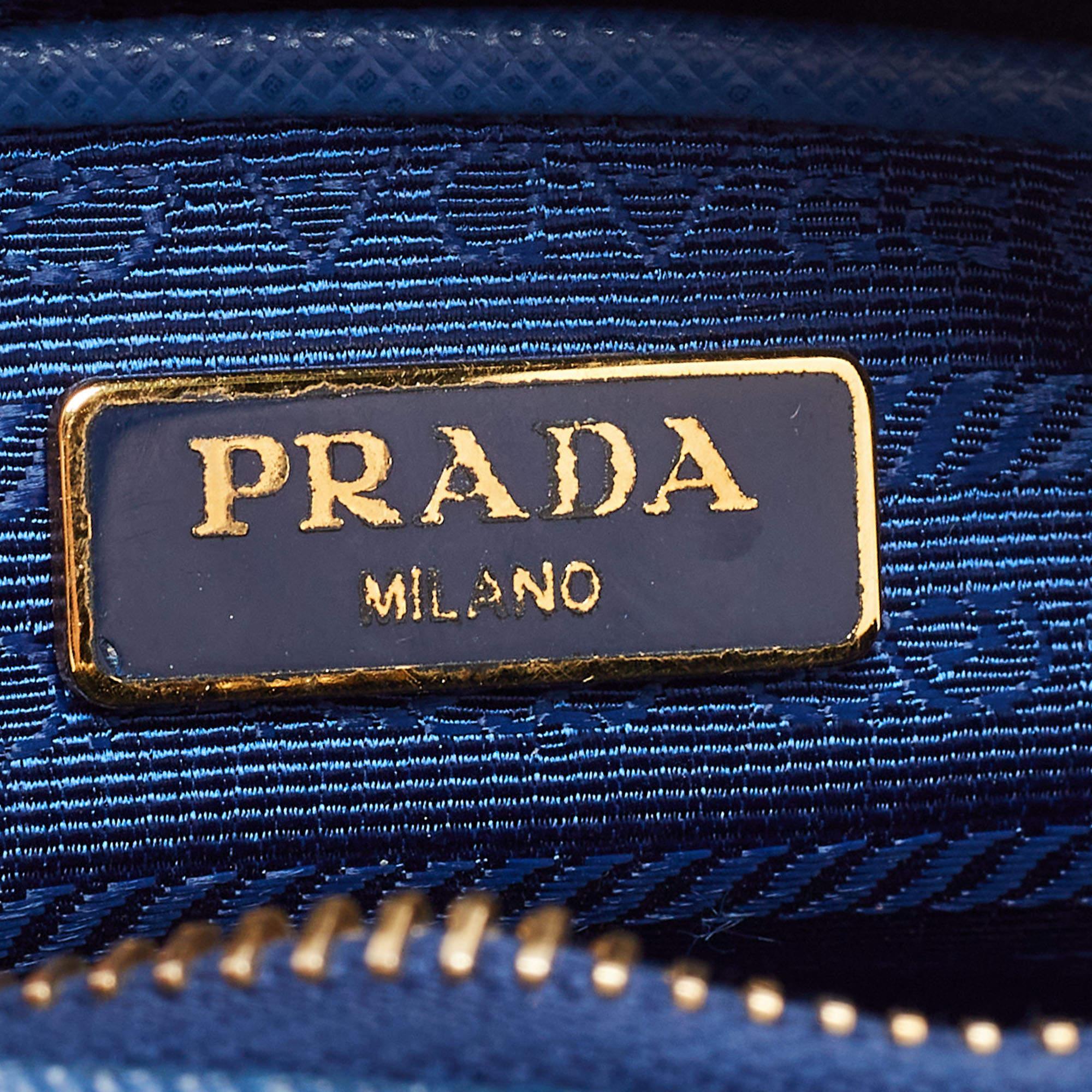 Prada Blue Saffiano Lux Leather Mini Camera Crossbody Bag For Sale at ...
