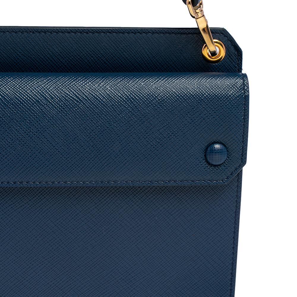 Prada Blue Saffiano Lux Leather Mini Crossbody Bag 4