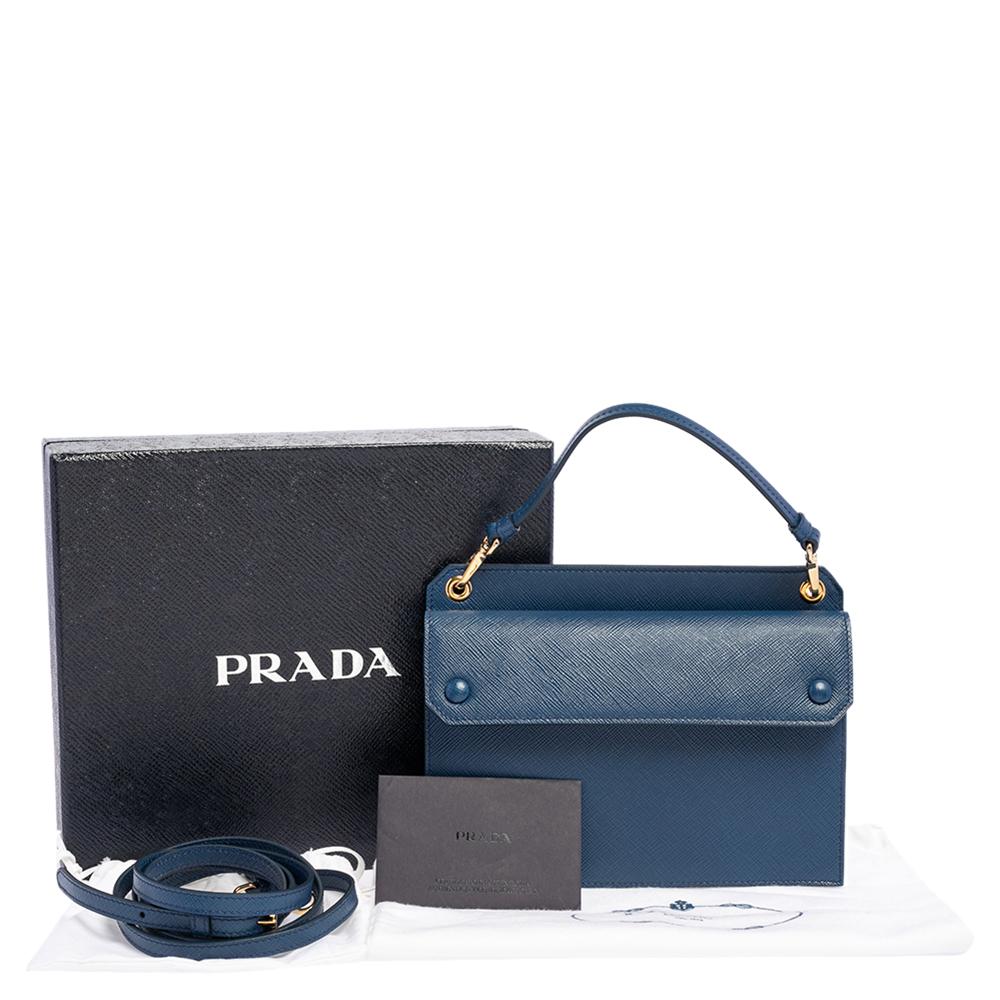 Prada Blue Saffiano Lux Leather Mini Crossbody Bag 5