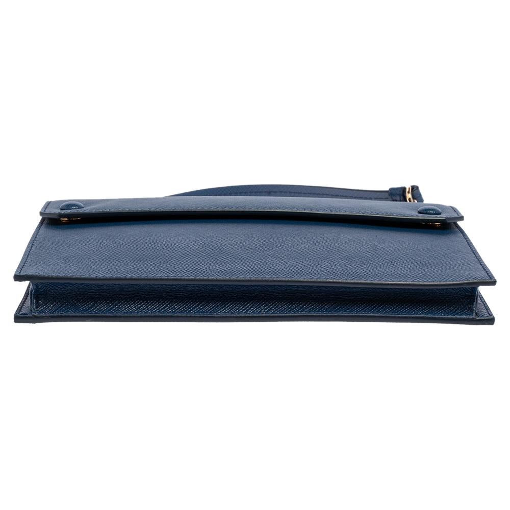 Women's Prada Blue Saffiano Lux Leather Mini Crossbody Bag