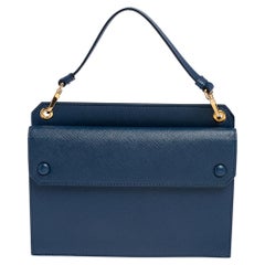 Prada Blue Saffiano Lux Leather Mini Crossbody Bag