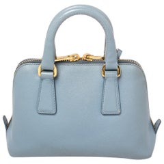 Prada Blue Saffiano Lux Leather Mini Promenade Crossbody Bag