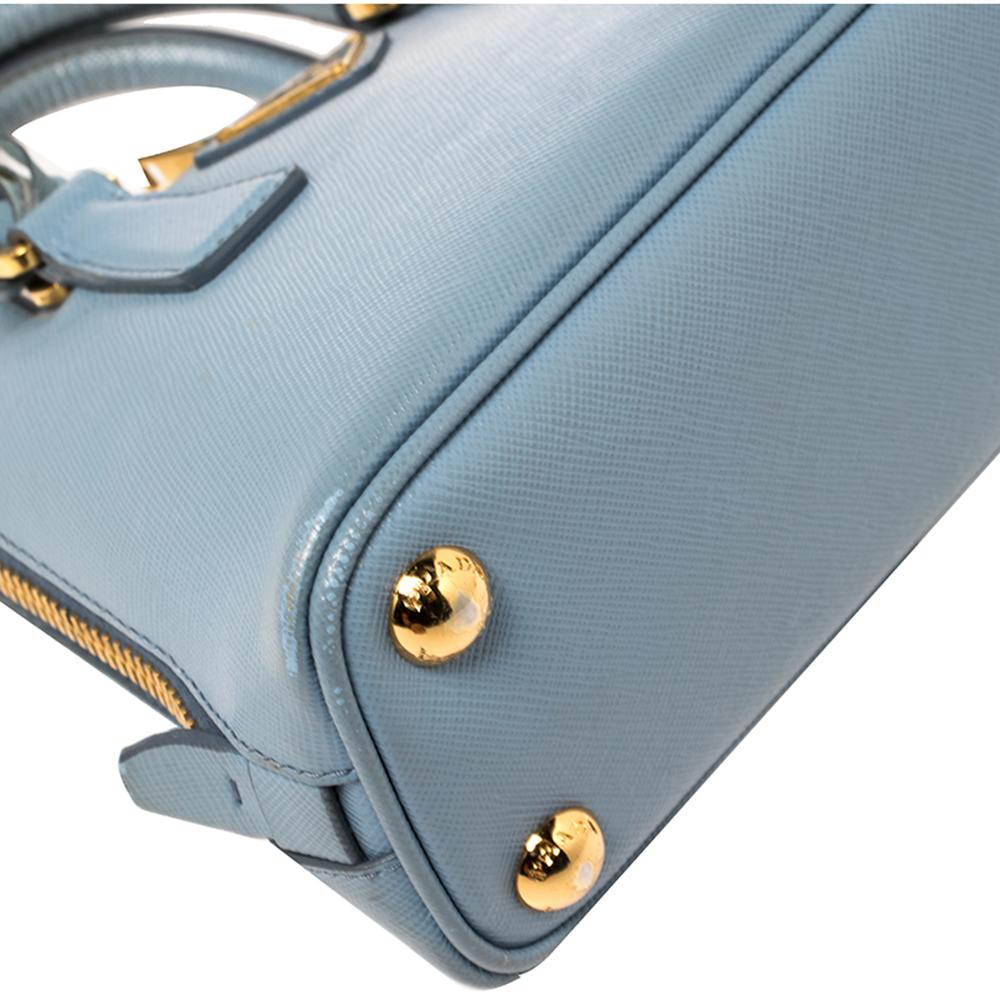 Prada Blau Saffiano Lux Leder Mini Promenade Crossbody Tasche 1