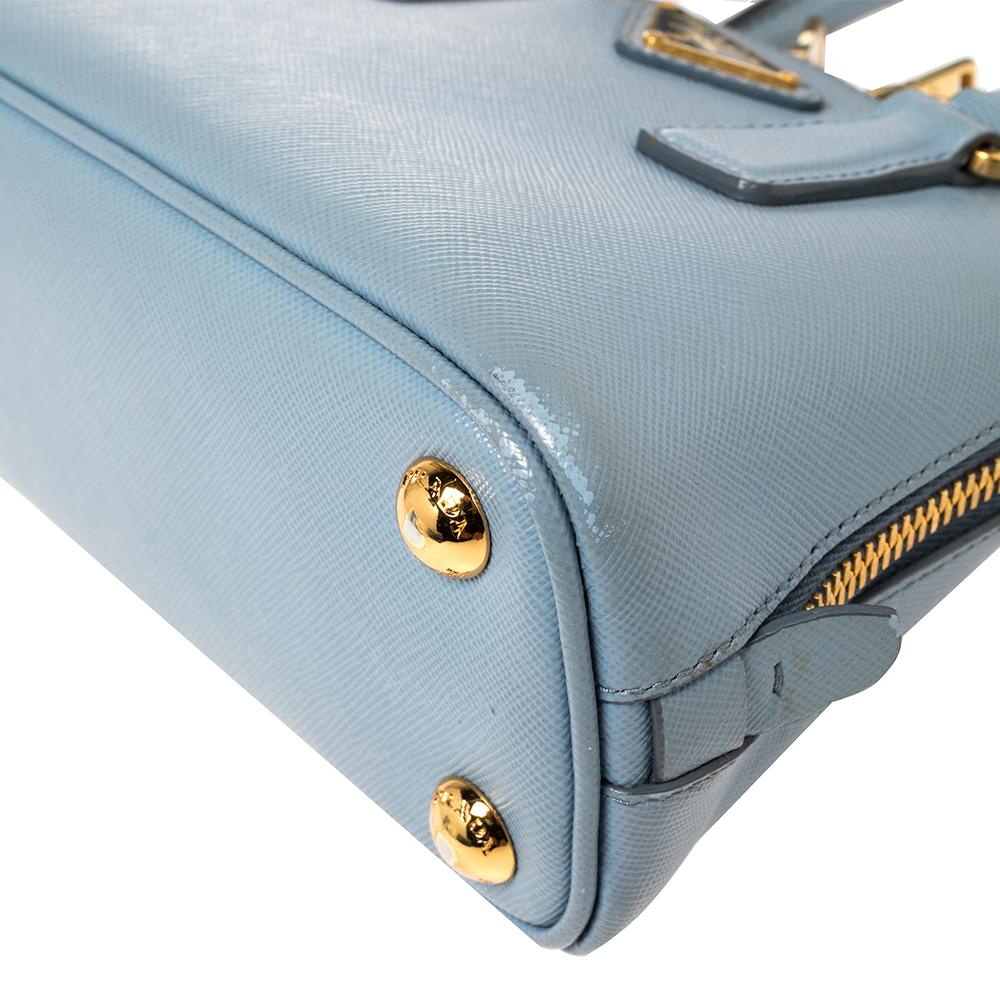 Prada Blau Saffiano Lux Leder Mini Promenade Crossbody Tasche 2