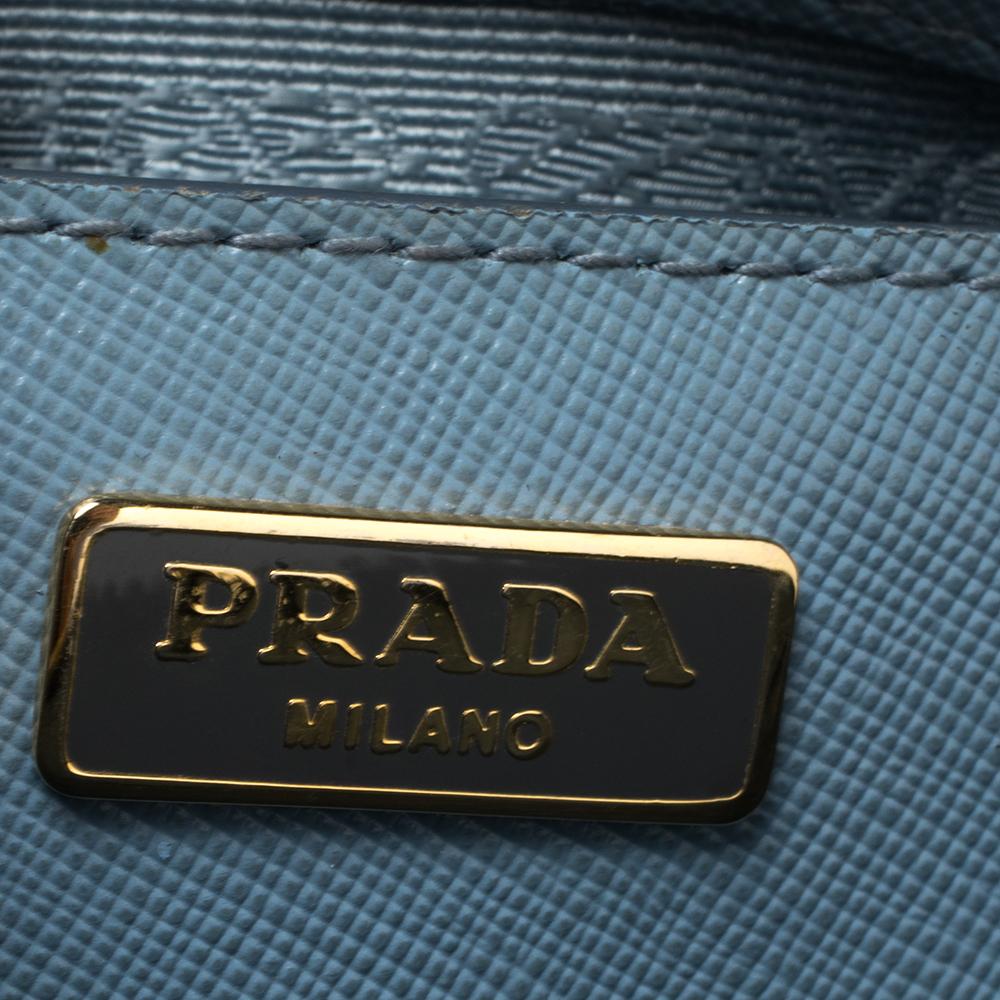 Prada Blau Saffiano Lux Leder Mini Promenade Crossbody Tasche 3