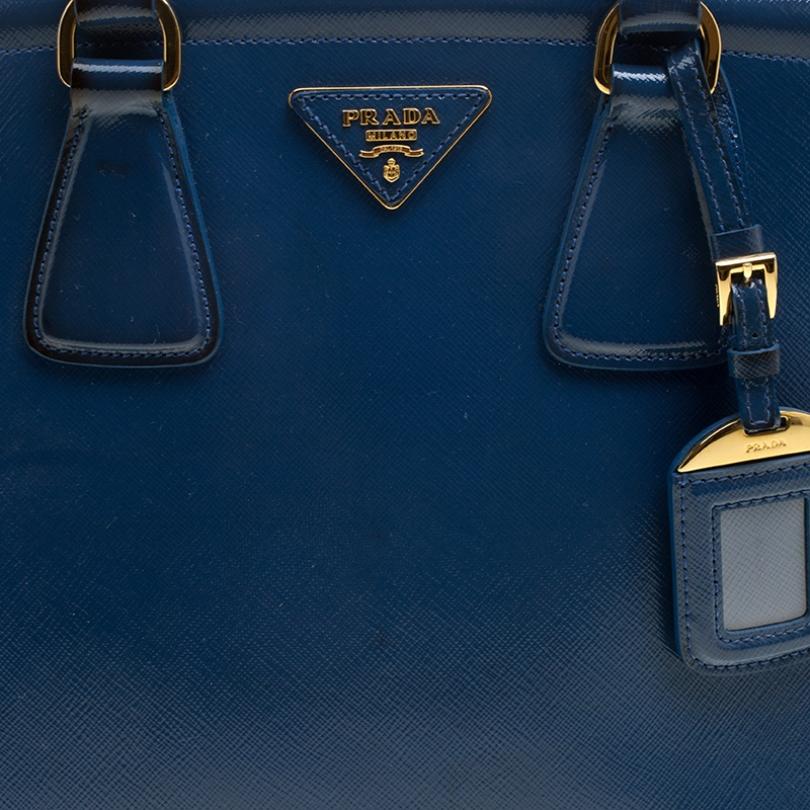 Prada Blue Saffiano Lux Leather Parabole Tote 6