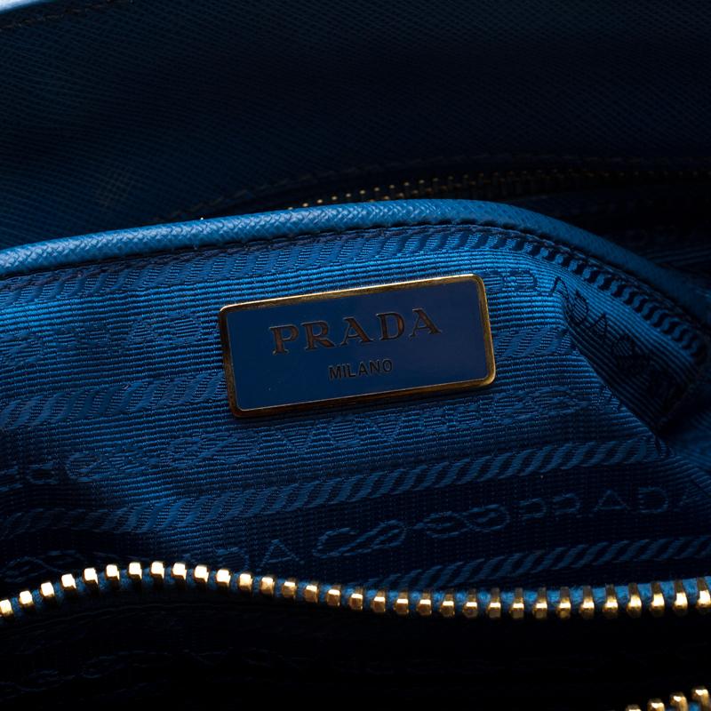 Prada Blue Saffiano Lux Leather Parabole Tote 5