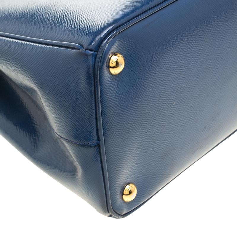Prada Blue Saffiano Lux Leather Parabole Tote 1